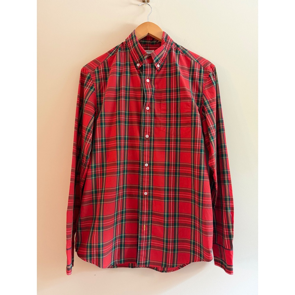 Crewcuts Boys Red Tartan Plaid Button Down Shirt Long Sleeve Size 16 Holiday